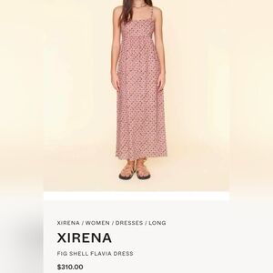 XiRENA Pink Olive Green Dress Medium Print Maxi Long Sundress Fig Shell Flavia